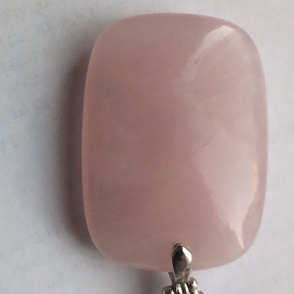 Genuine Roze quartz heavy multi strand necklace and silver pendant 2 x 1.5." - Picture 5 of 6